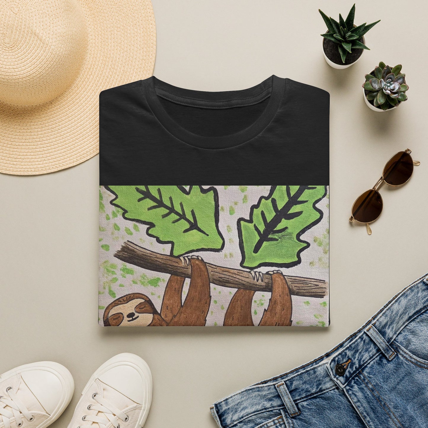 Sloth Hanging Graphic T-Shirt — Cute Relaxed Animal Tee