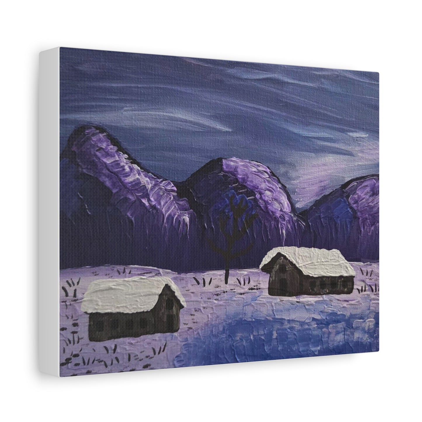 "Purple Mountain Majesty" Matte Canvas Wall Art — Purple Mountain Snow Scene, Stretched 1.25"