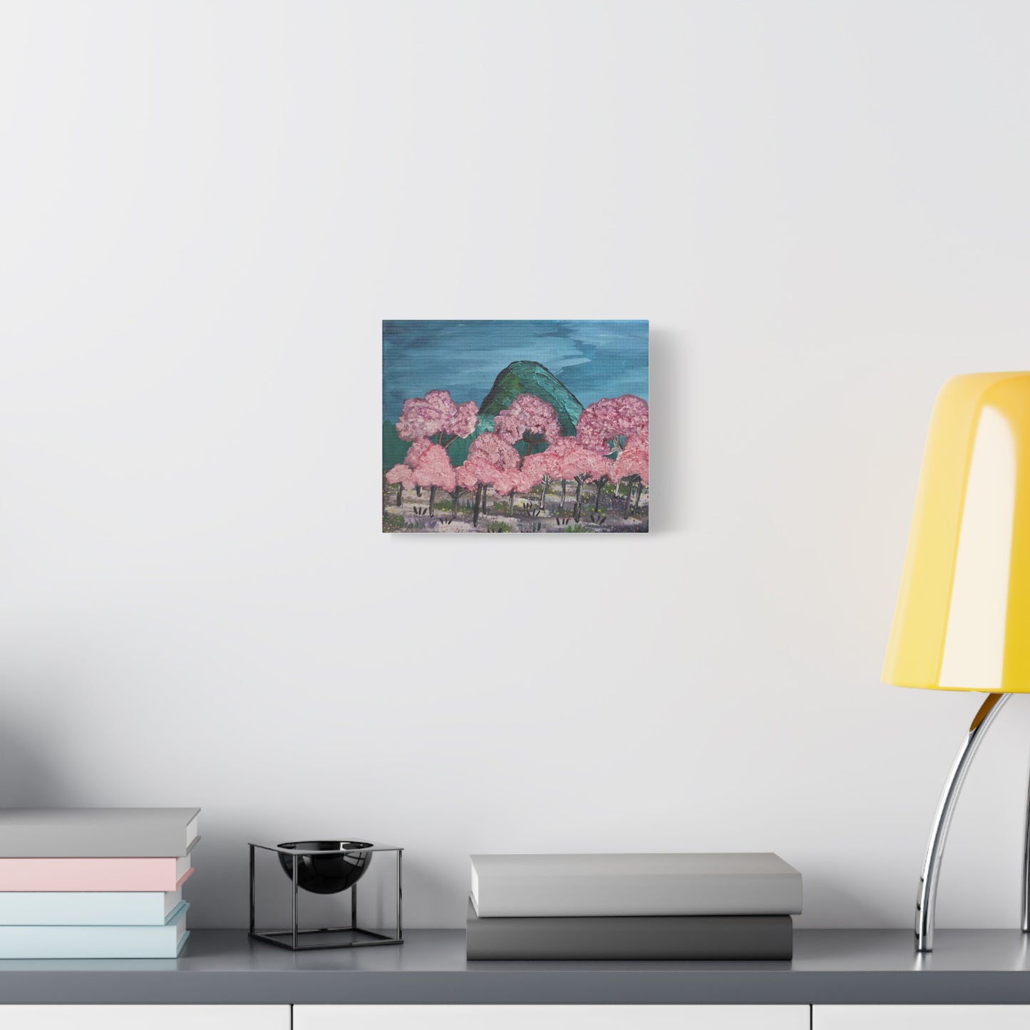 "Cherry Blossom Mountain" Landscape Canvas Print -- Matte Stretched Wall Art