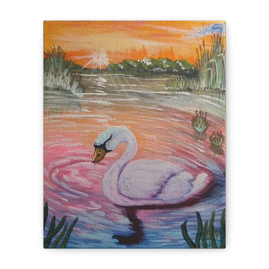 "Sunset Swan" Canvas Print