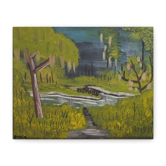 "Marshland" Landscape Canvas Art – Tranquil Marsh Painting Wall Decor