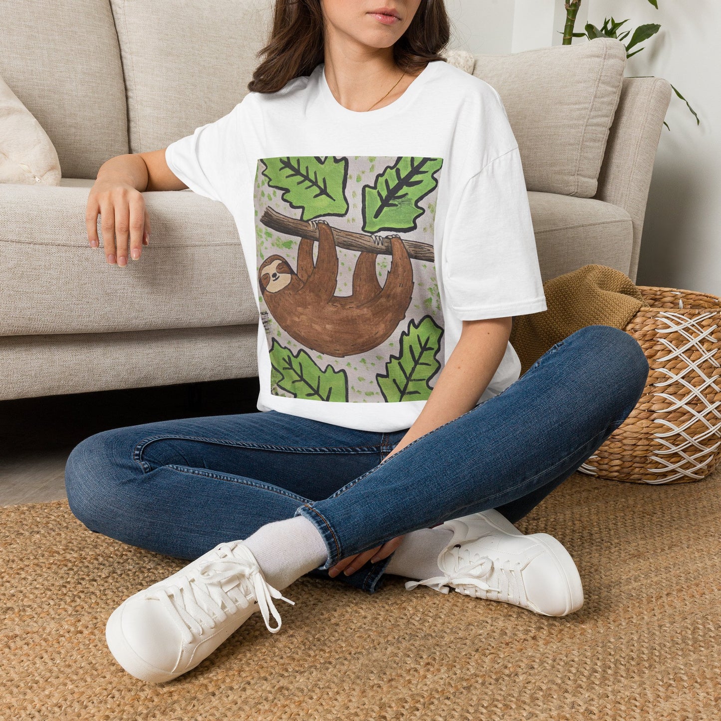Sloth Hanging Graphic T-Shirt — Cute Relaxed Animal Tee