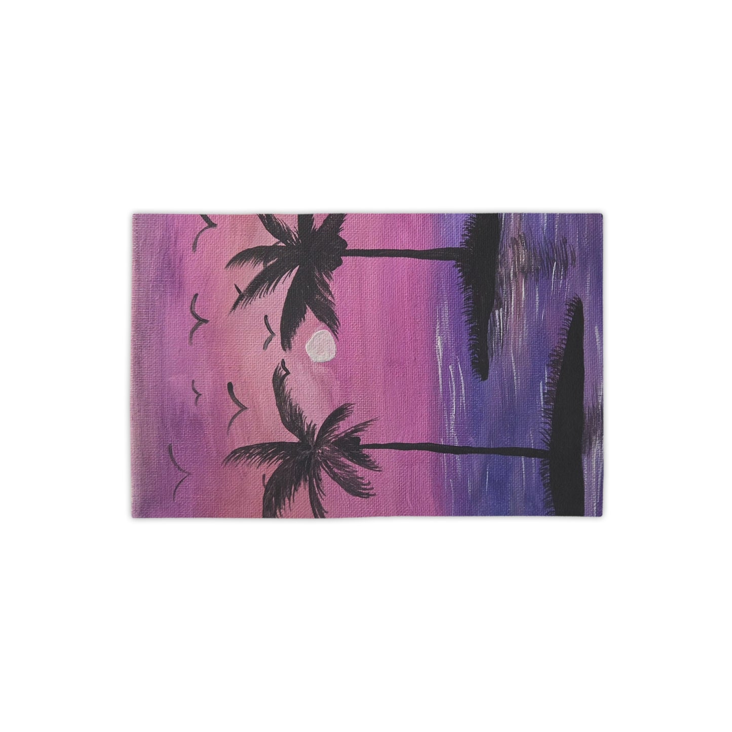 Purple Sunset Palm Beach Towel — Tropical Moonlight Seascape
