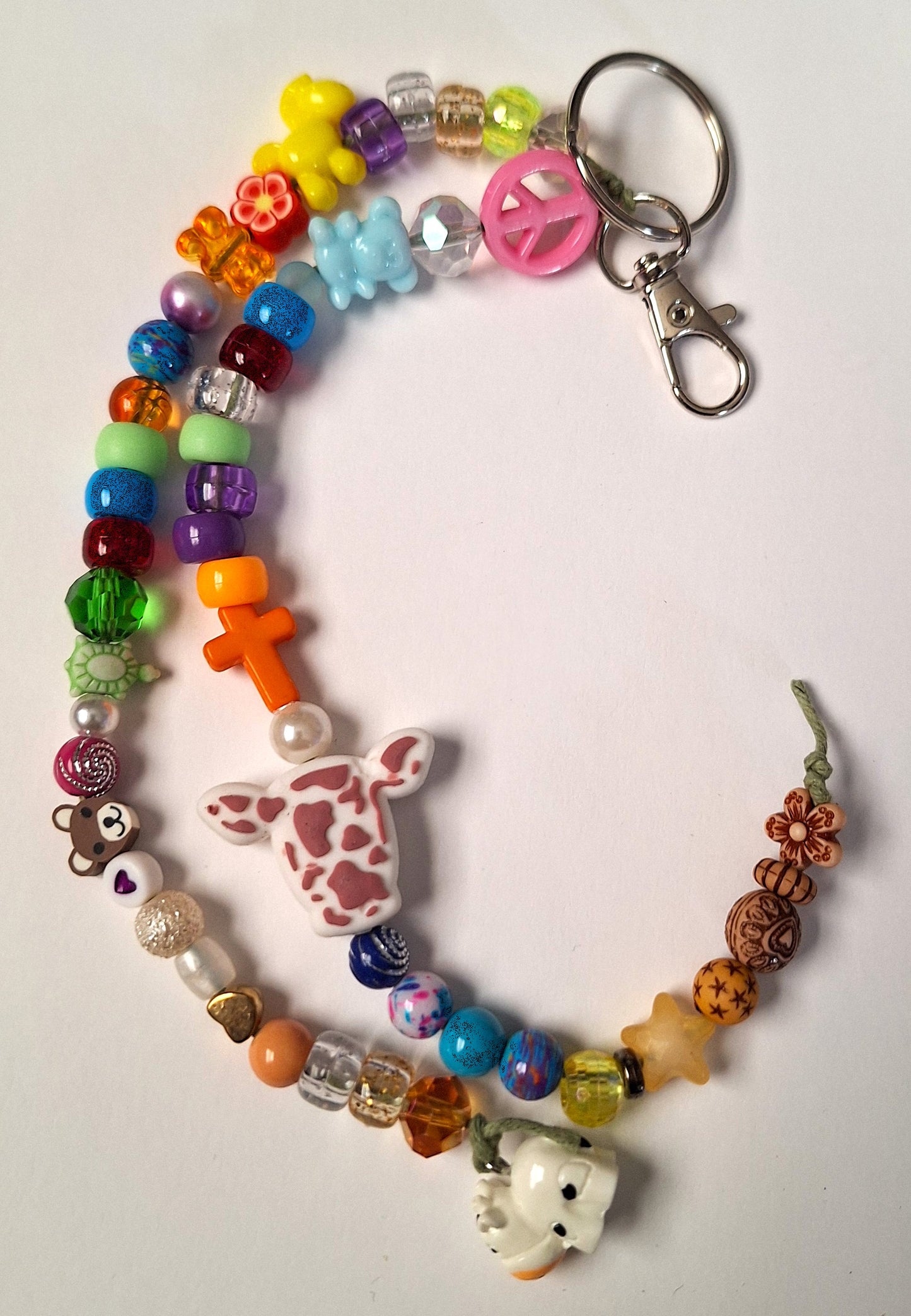 Colorful Bag Charm with Peace Sign
