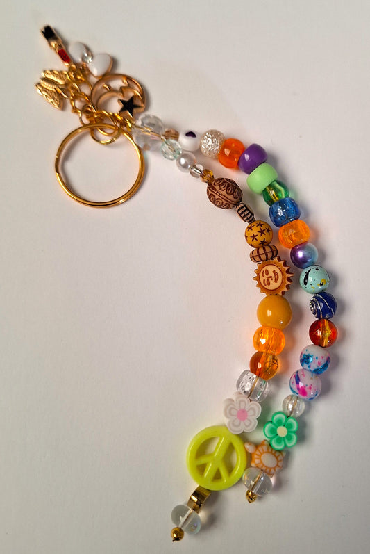 Yellow Peace Sign Key Chain