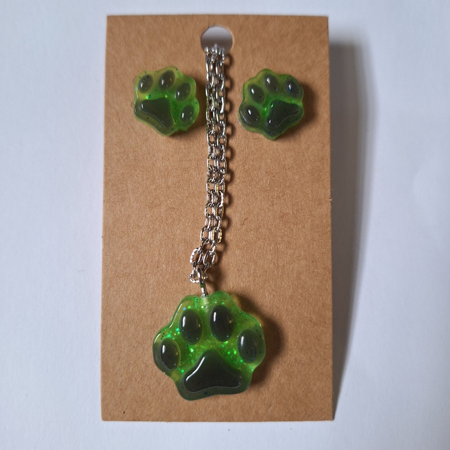 Resin Paw Print Jewelry Set