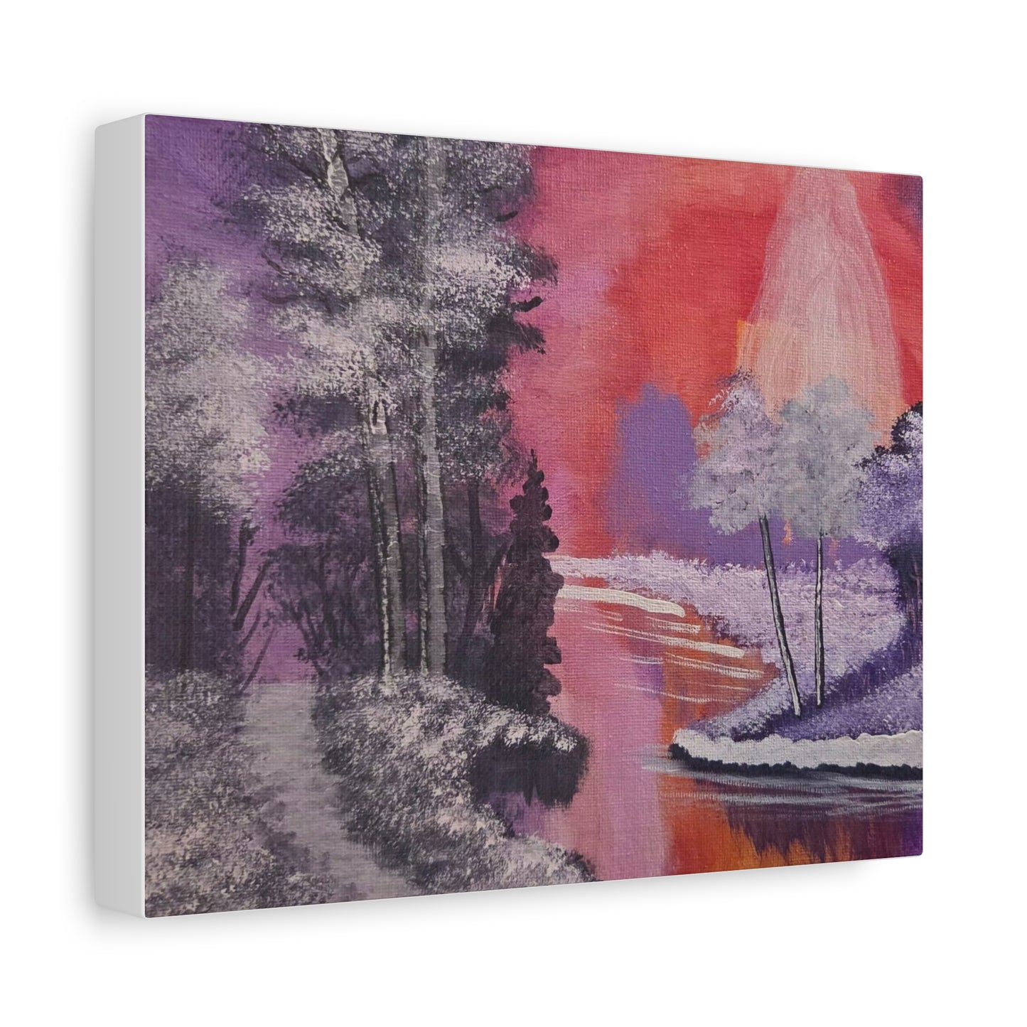 "Stream Of Fire" Landscape Canvas Print — Purple & Coral Forest Wall Art