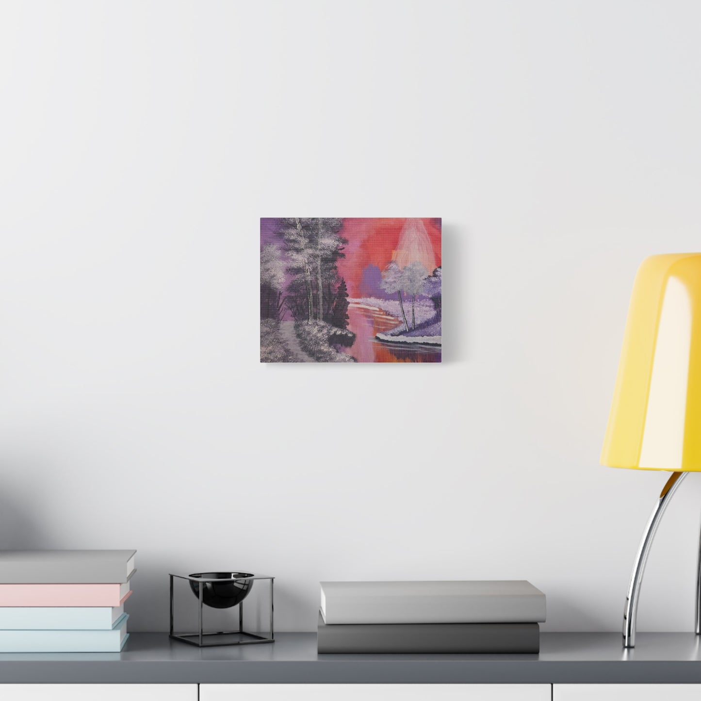 "Stream Of Fire" Landscape Canvas Print — Purple & Coral Forest Wall Art