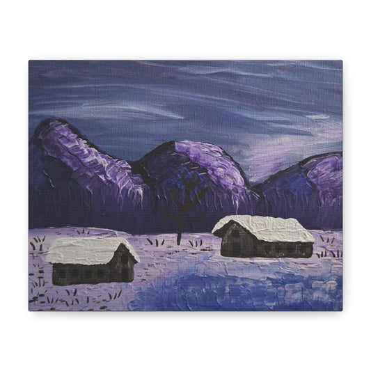 "Purple Mountain Majesty" Matte Canvas Wall Art — Purple Mountain Snow Scene, Stretched 1.25"