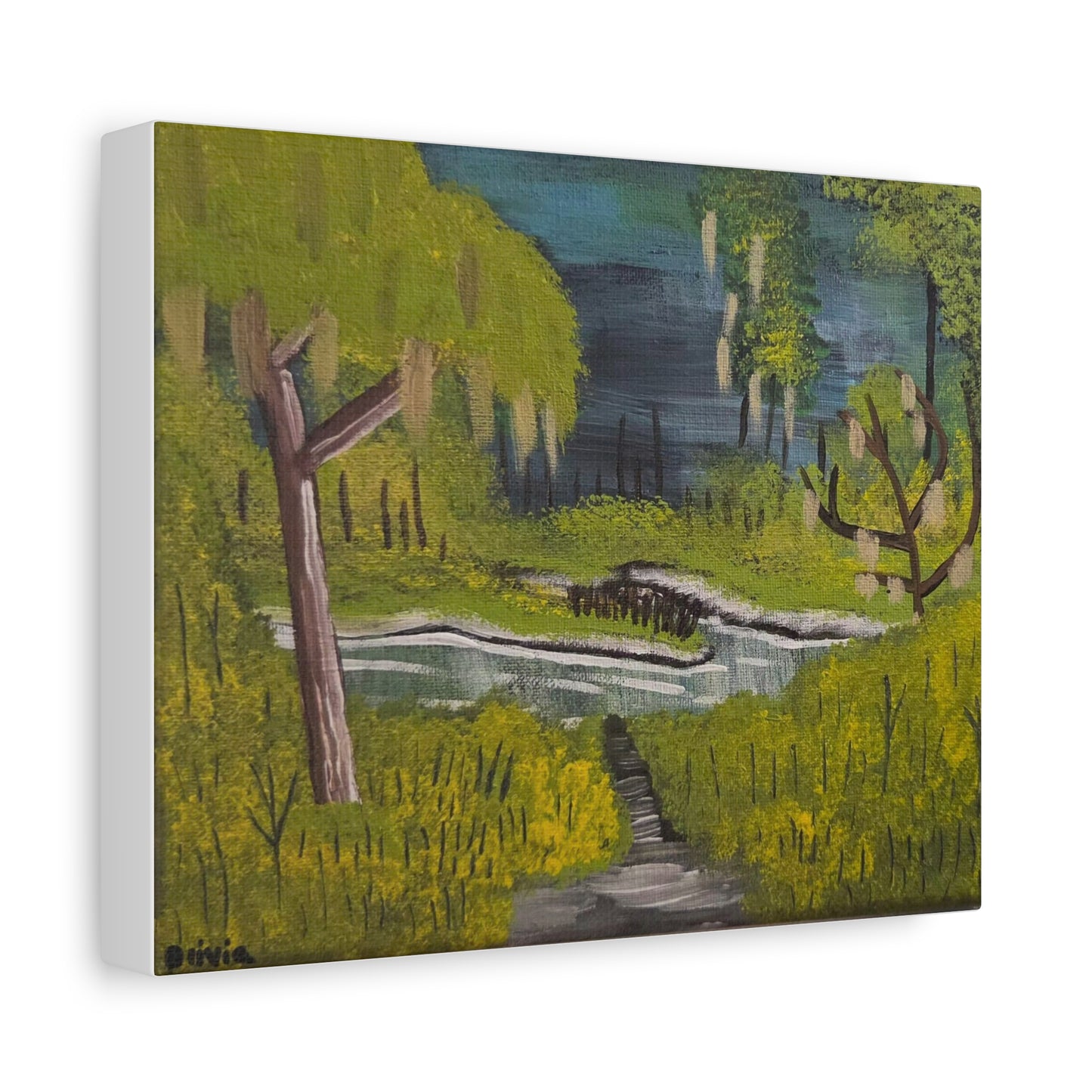 "Marshland" Landscape Canvas Art – Tranquil Marsh Painting Wall Decor