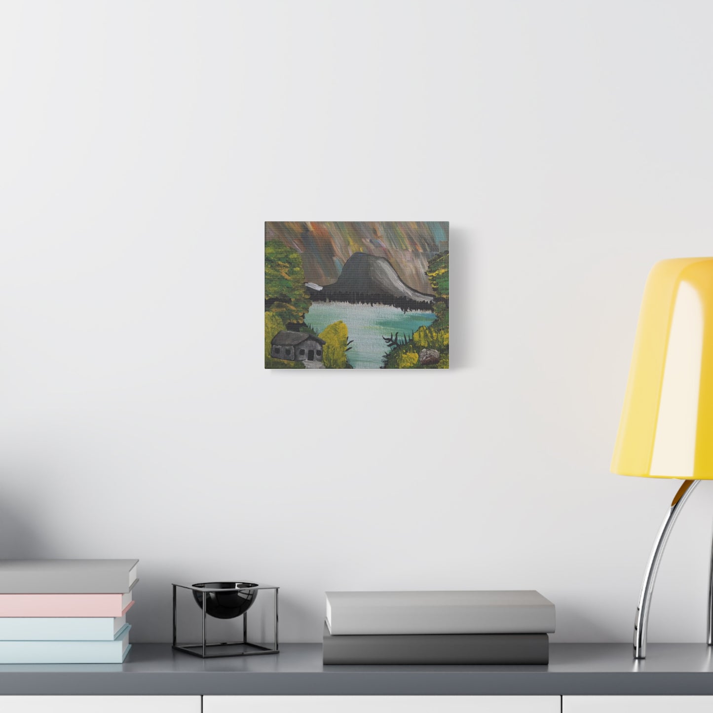 "House By The Hill" Landscape Matte Canvas Wall Art — Stretched 1.25"