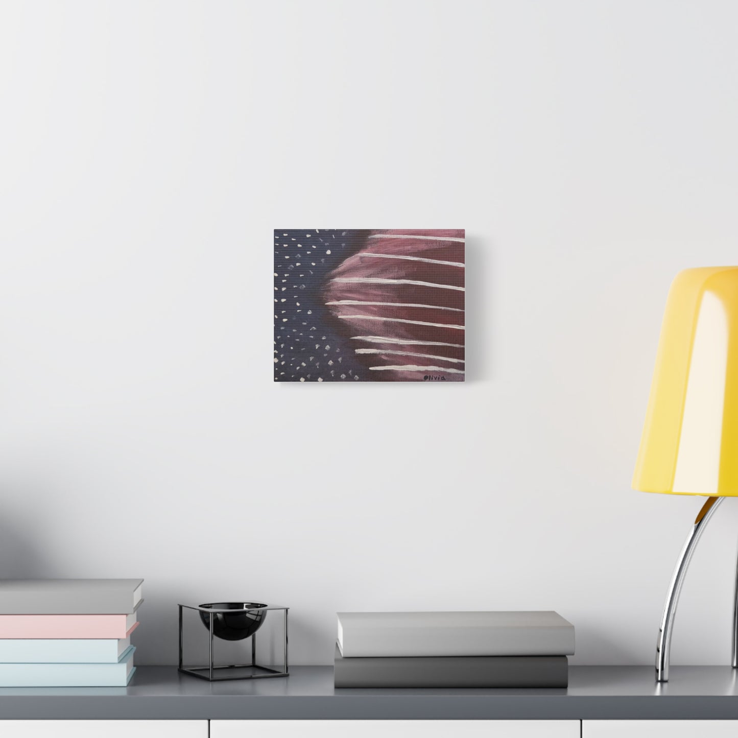 "Stars & Stripes" Canvas Wall Art — Pink & Navy Matte Stretched Canvas