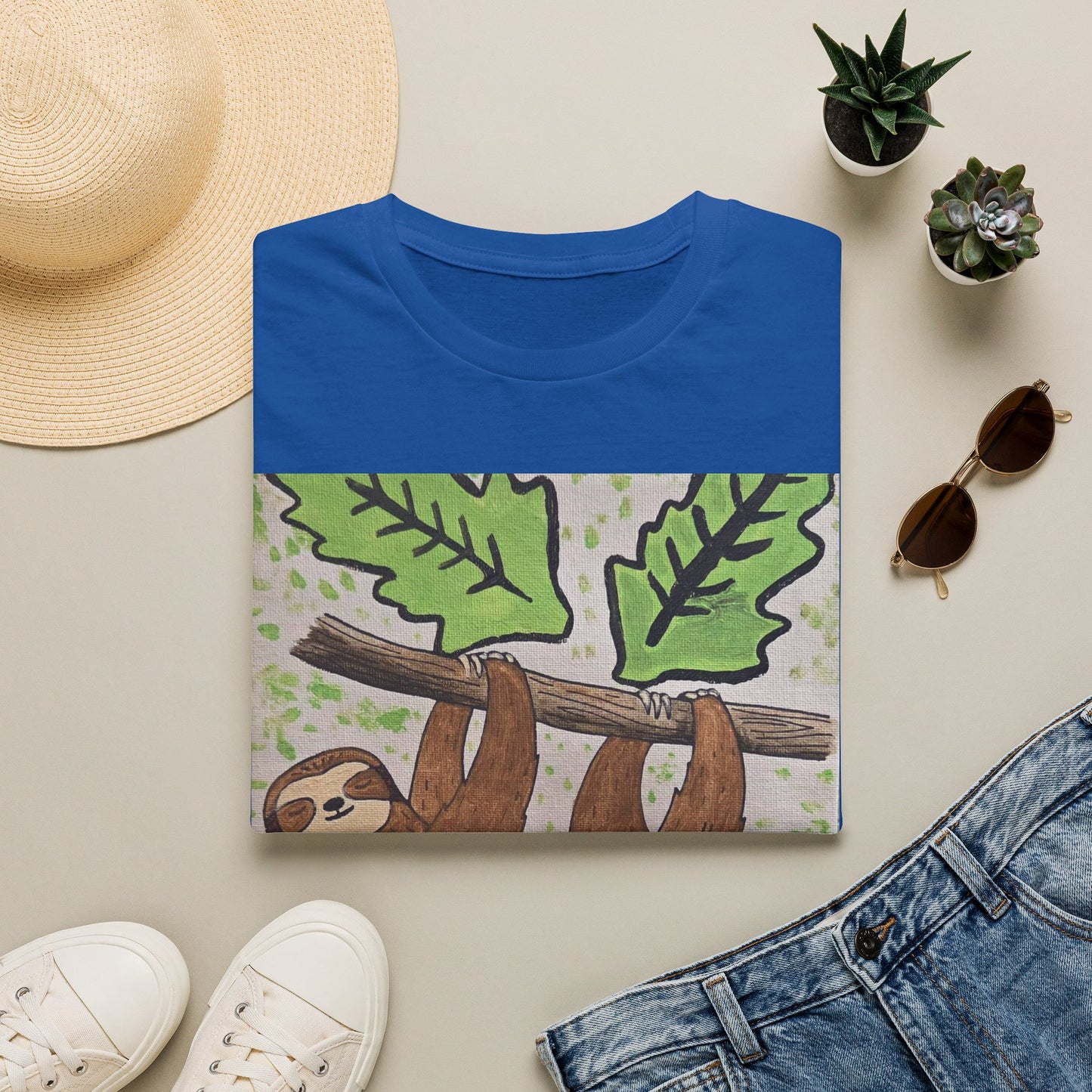 Sloth Hanging Graphic T-Shirt — Cute Relaxed Animal Tee