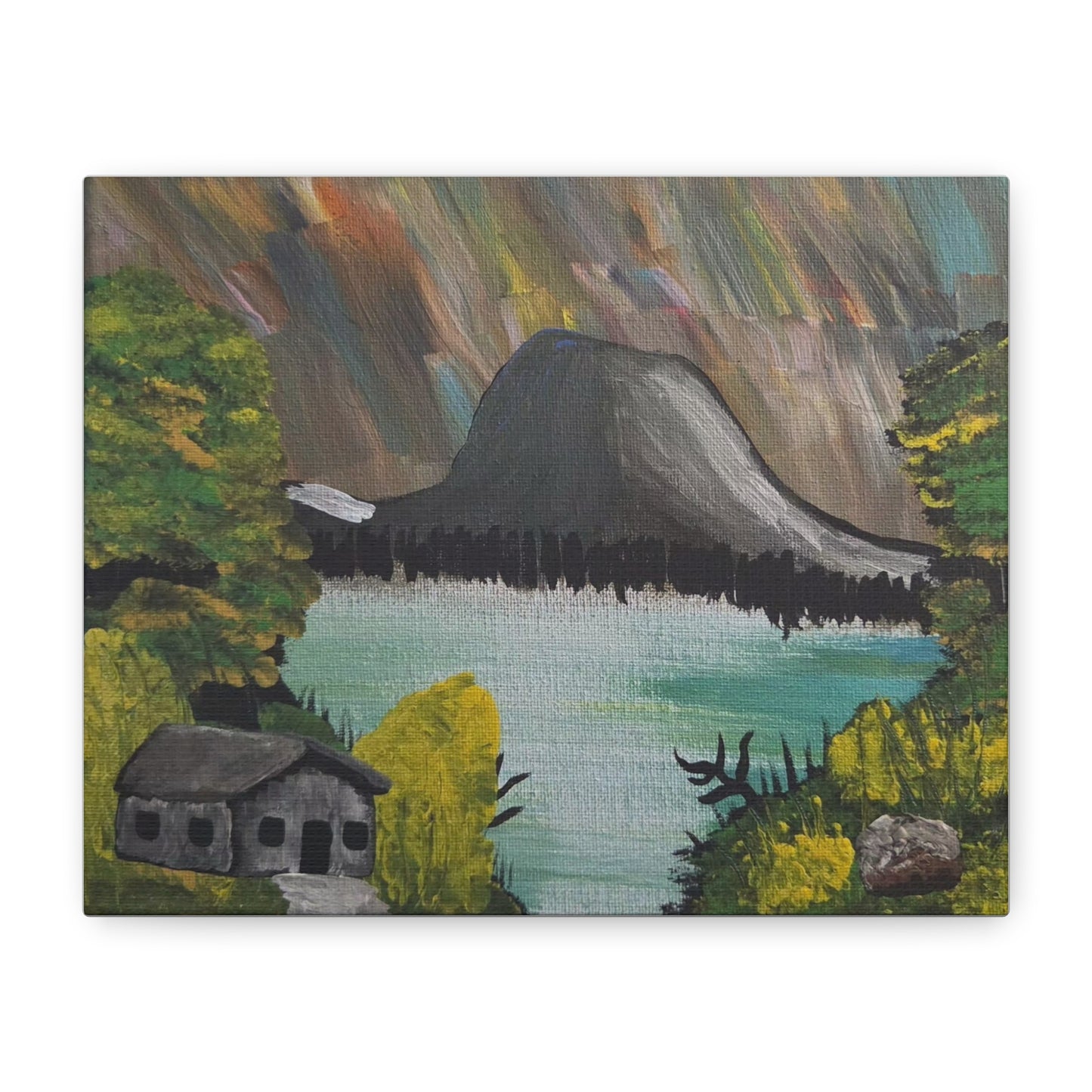 "House By The Hill" Landscape Matte Canvas Wall Art — Stretched 1.25"