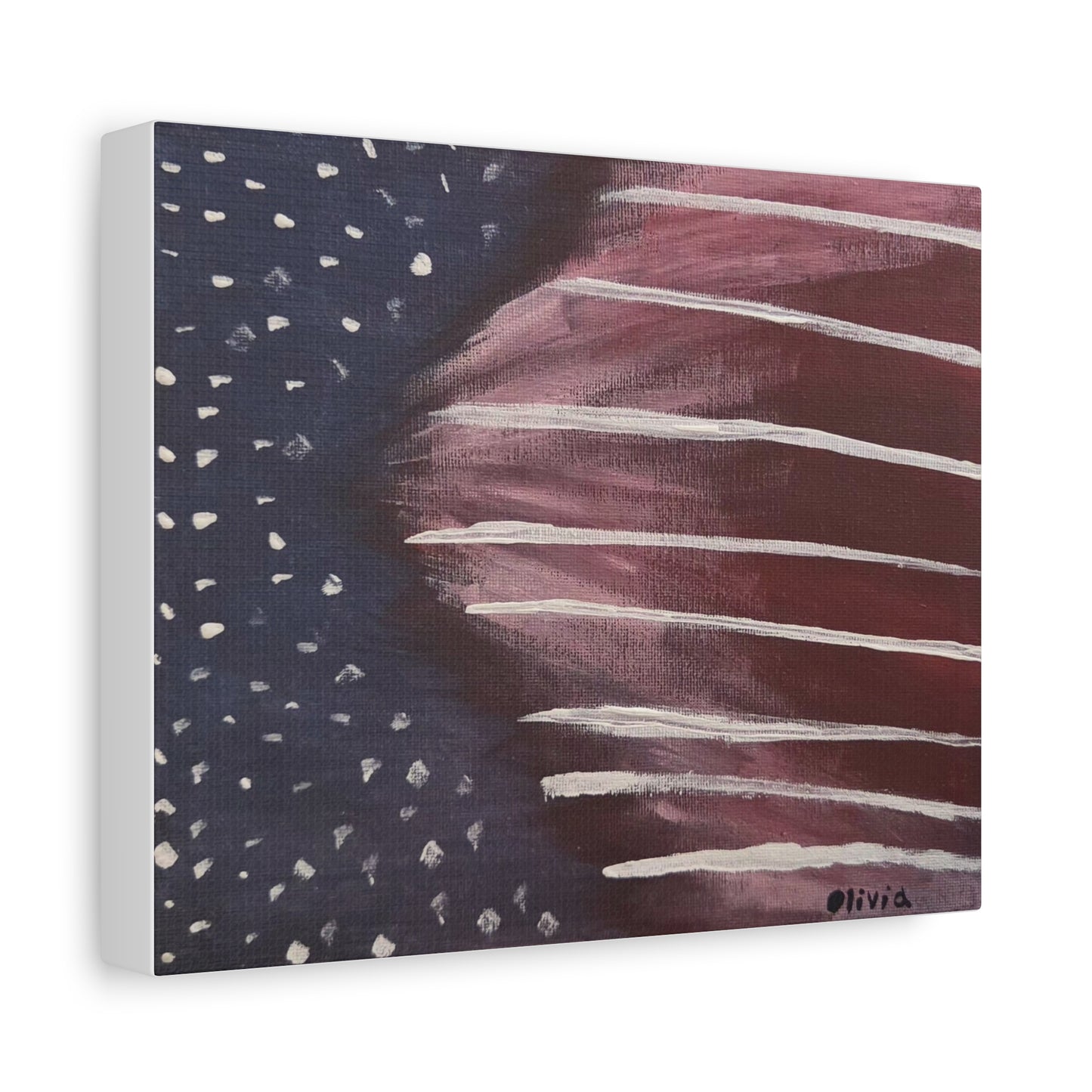 "Stars & Stripes" Canvas Wall Art — Pink & Navy Matte Stretched Canvas