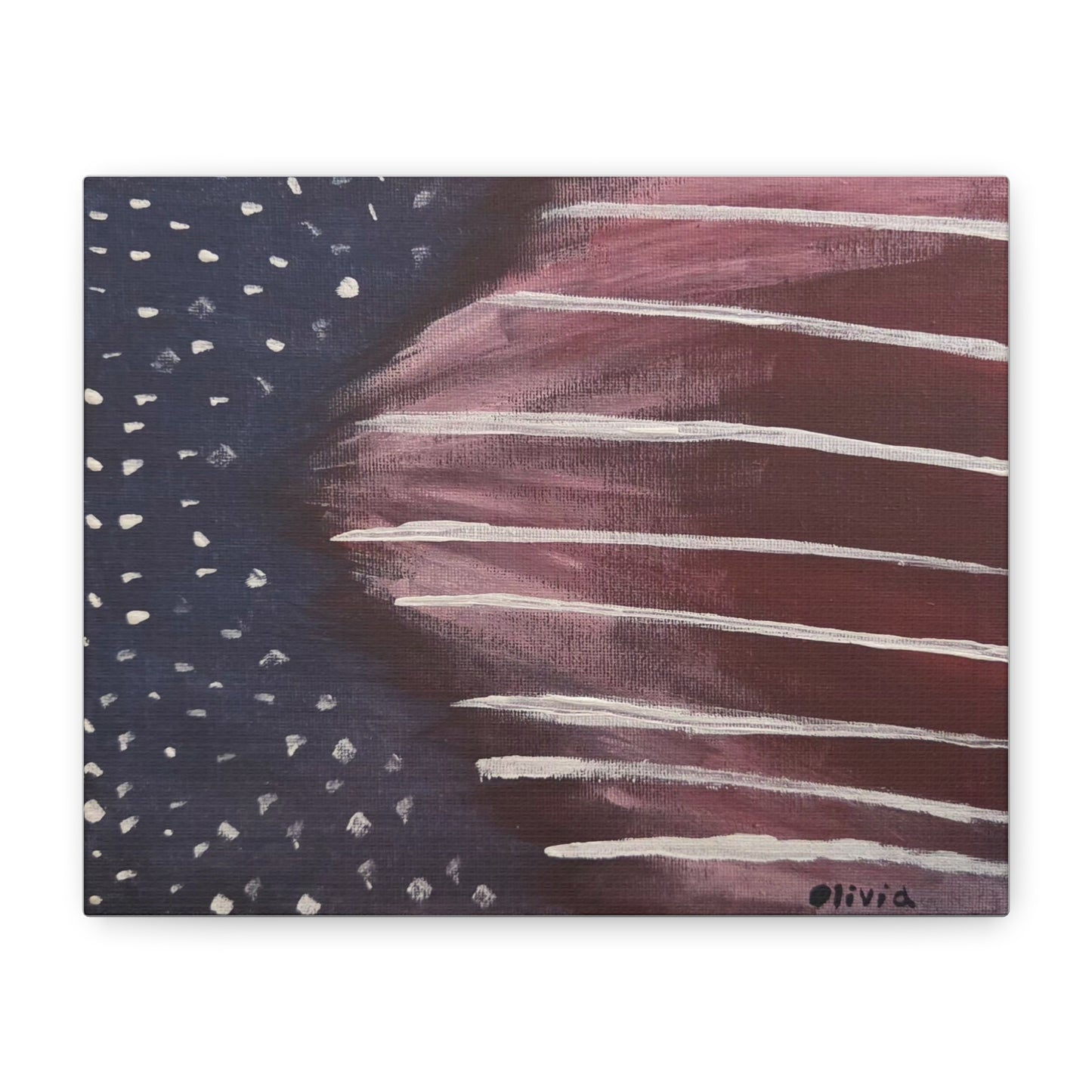 "Stars & Stripes" Canvas Wall Art — Pink & Navy Matte Stretched Canvas