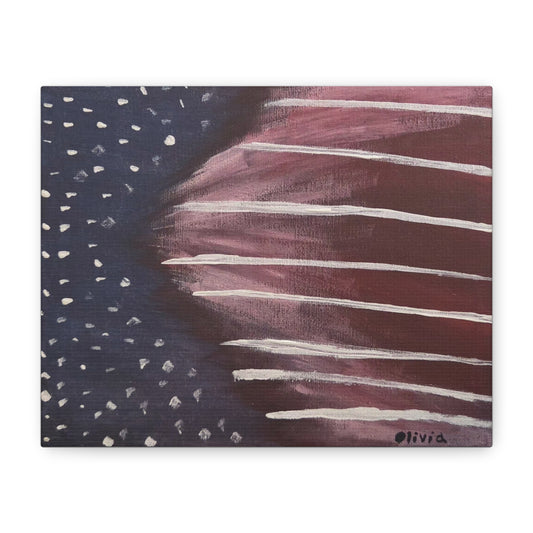 "Stars & Stripes" Canvas Wall Art — Pink & Navy Matte Stretched Canvas