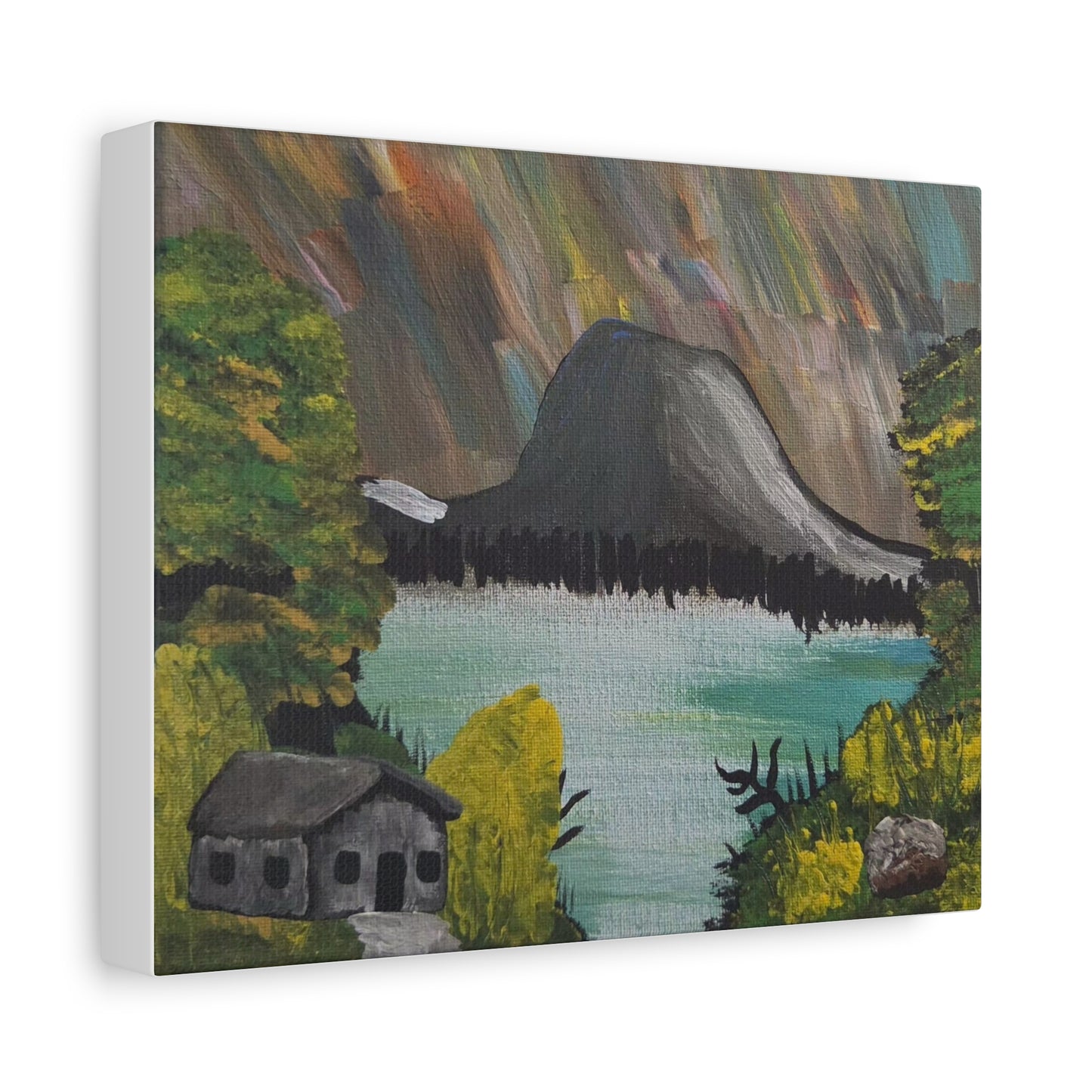 "House By The Hill" Landscape Matte Canvas Wall Art — Stretched 1.25"