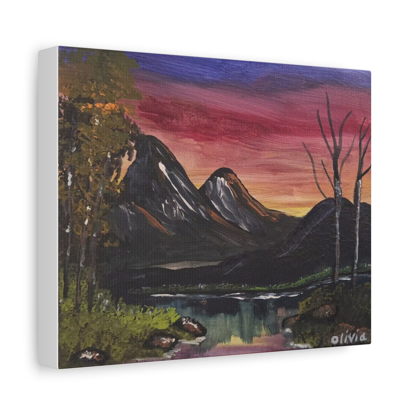 "Sunset On The Mountain" Canvas Wall Art — Matte Stretched Landscape Painting