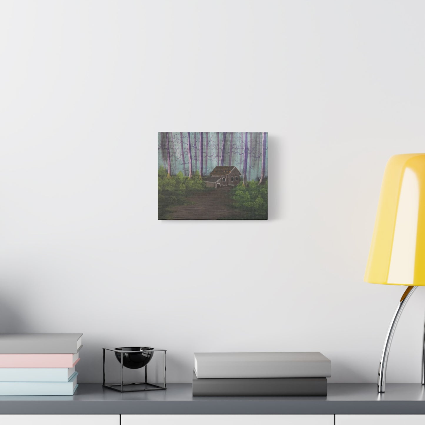 "Forest Cabin" Matte Canvas Print — Moody Woodland Wall Art