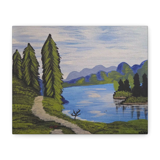 "Walking Path" Matte Canvas Wall Art — Tranquil Landscape Painting for Home & Cabin Decor