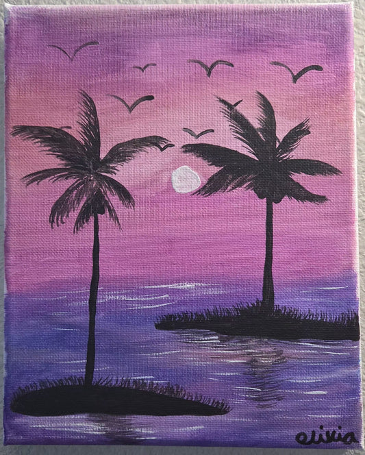 Two Palms In The Moonlight